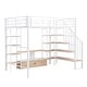 preview thumbnail 5 of 13, Full Size Metal Loft Bed with Staircase, Low Storage Table and Storage Shelves