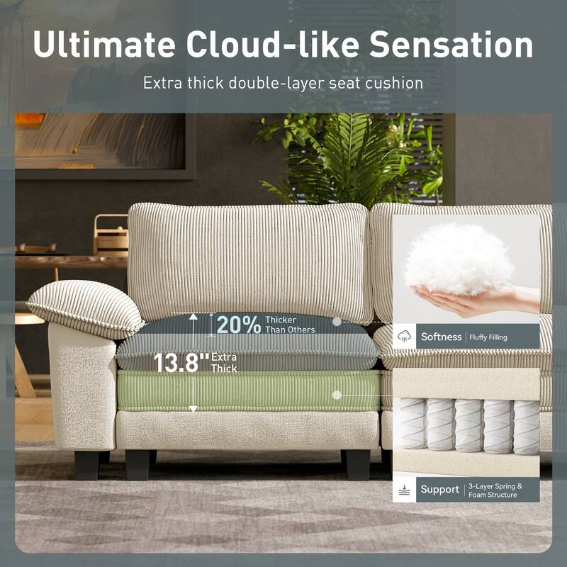 MAISON ARTS 3-Piece Sofa Set for Living Room, Comfy 3-Seater with Loveseat or Armchair, Modular Sectional Couch with Pillows