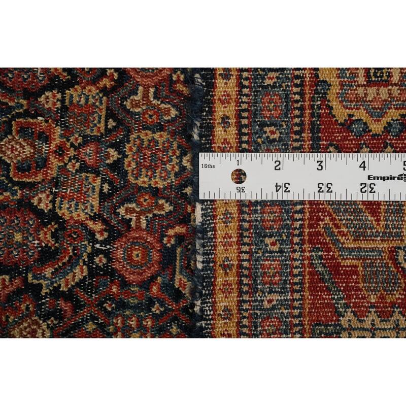 Hand Knotted Oriental 100% Wool Carpet Traditional Medallion Navy Blue & Blues Senneh Area Rug - 6' 4'' X 4' 4''
