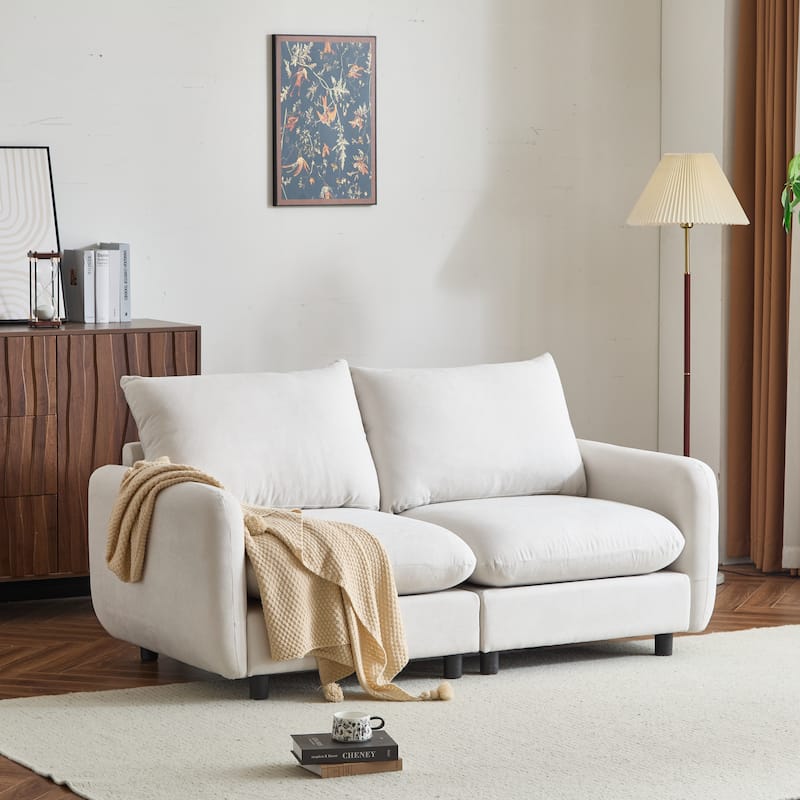 Christopher Knight Home - Evelyn Modern 2-Seater Modular Upholstery Sectional Loveseat Sofa - White