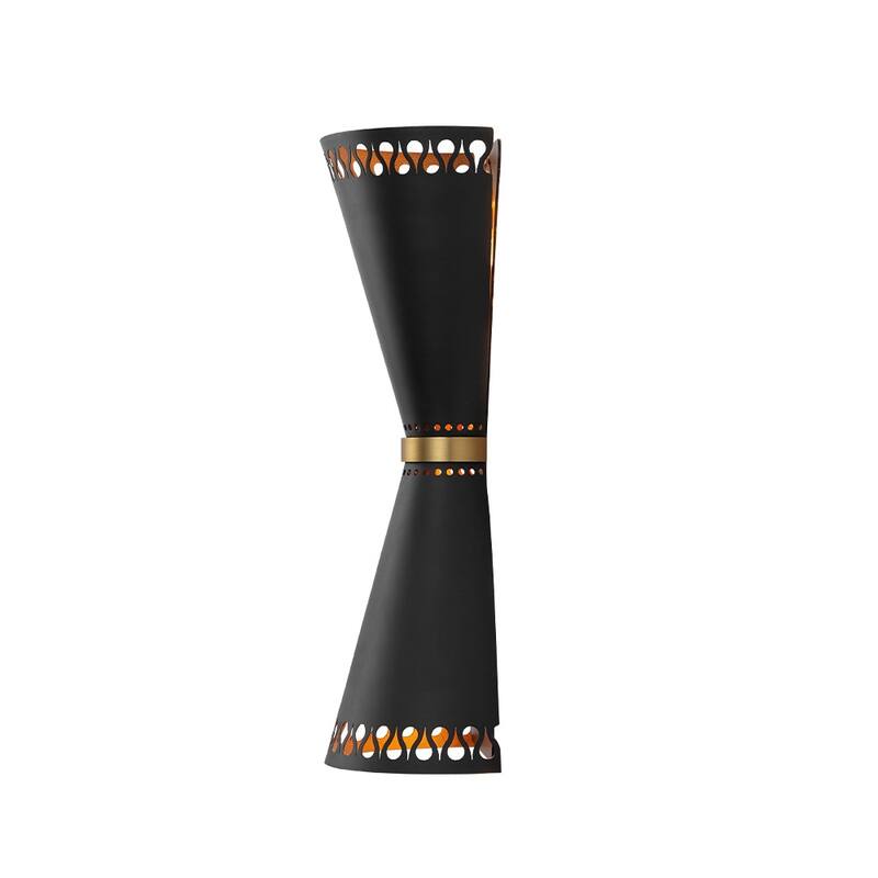 Mid-Century 2-Light Hourglass Up and Down Wall Lamp Black Gold