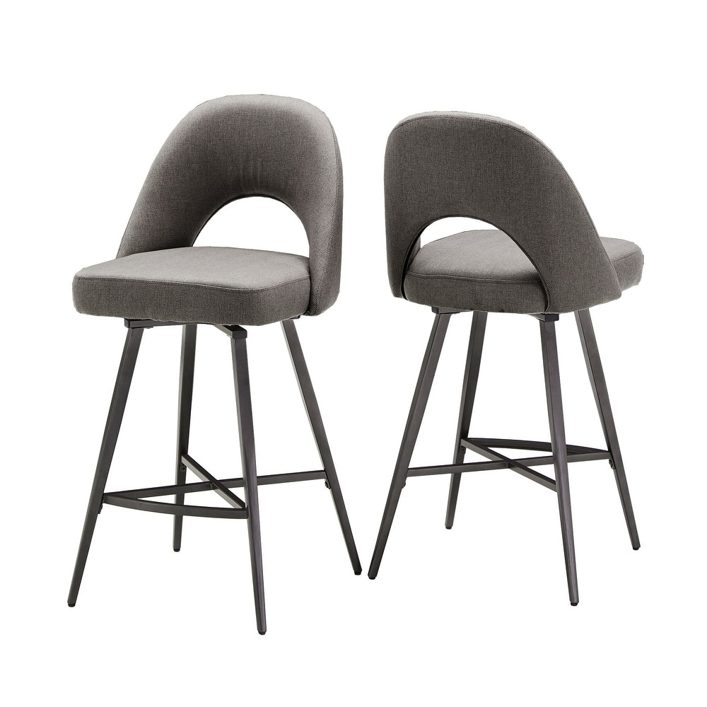 Presley Metal Fabric Swivel Bar Stools (Set of 2) by iNSPIRE Q Modern