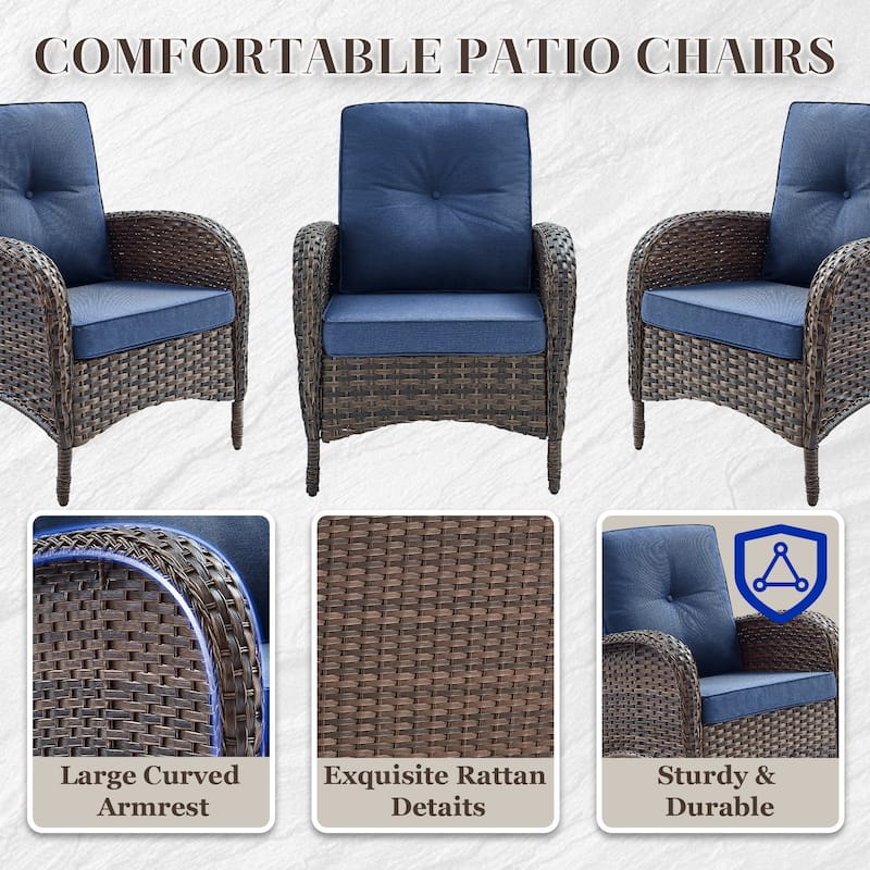 Rattan Outdoor Glider Sofa Chair with Ottomans