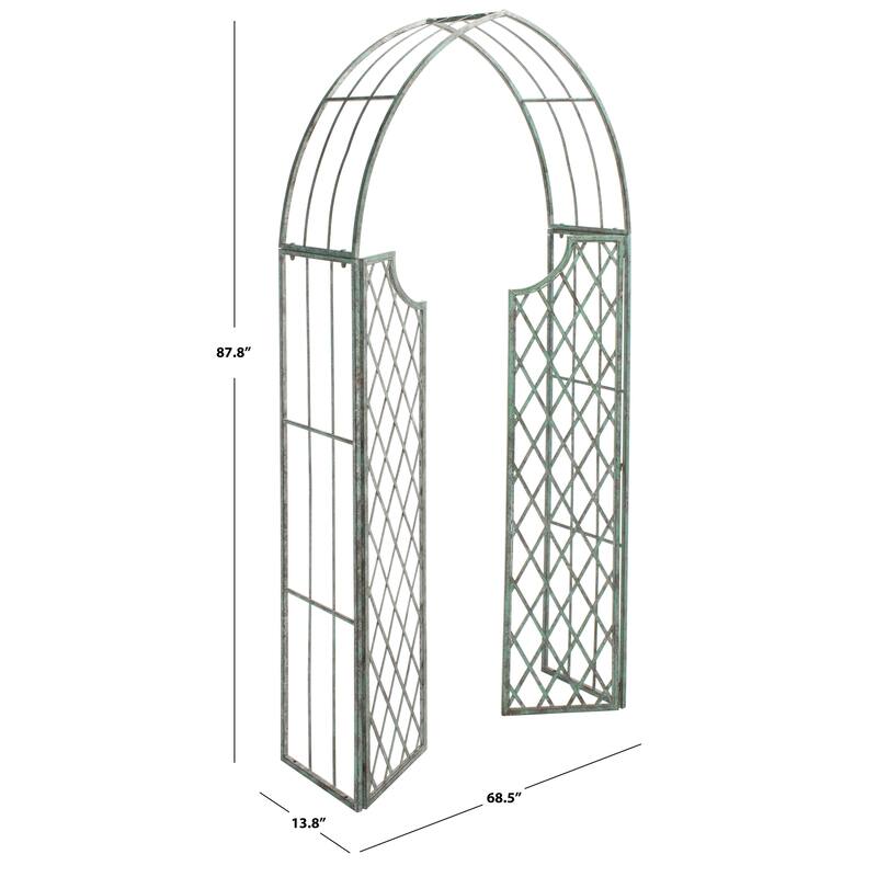 SAFAVIEH Outdoor Aliya Victorian Trellis Iron Arbor