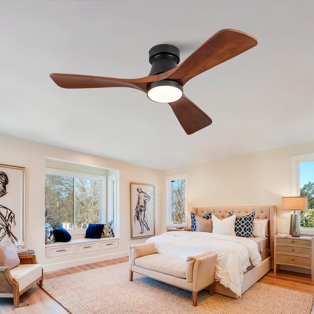 42" Flush Mount Ceiling Fan with Light, Reversible DC Motor