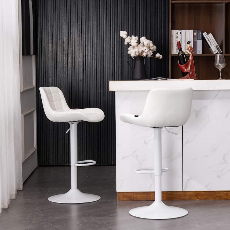 Modern Adjustable Swivel Bar Stools Counter Height Set of 2