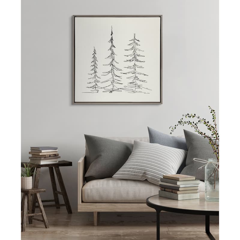 Kate and Laurel Sylvie Trees Canvas by The Creative Bunch Studio