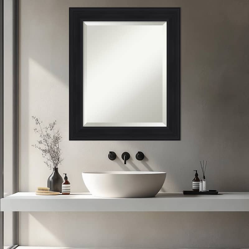 Abbey Black Beveled Framed Bathroom Vanity Wall Mirror - Abbey Black
