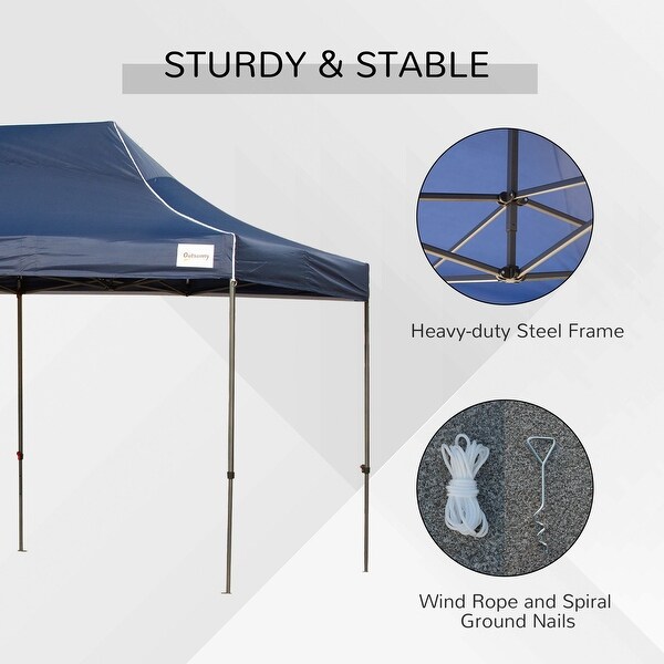 Outsunny 20 x 10 Pop Up Canopy Tent Large Outdoor Shelter with 7