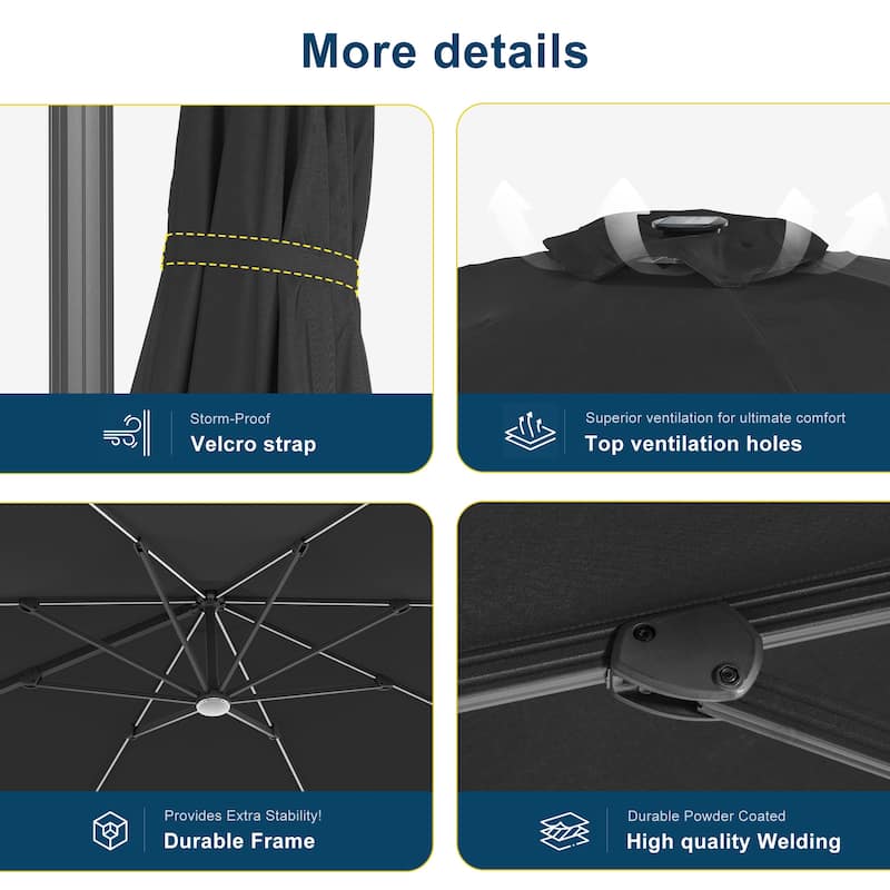 Outdoor 10FT LED Patio umbrella for Garden