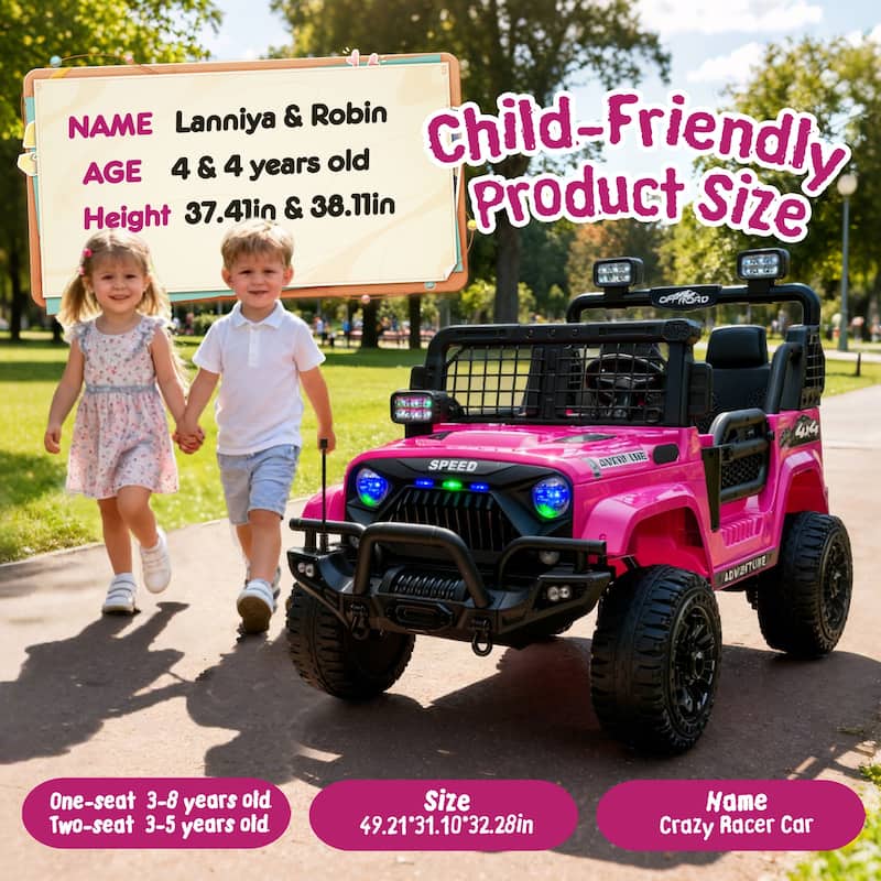 24V Ride-On Car All-Terrain Kids Car Electric Car Toy Pink Ride on Jeep