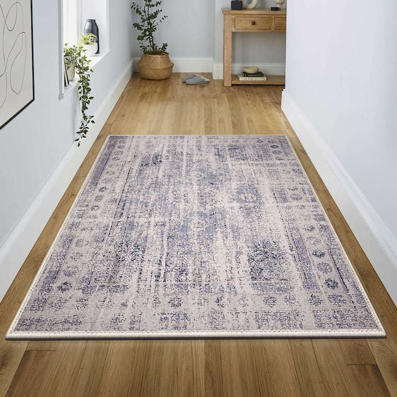 Sorbus Area Rug for Entryway, Machine Washable, Non-Slip, Vintage Rug - 3 x 5 ft - Border