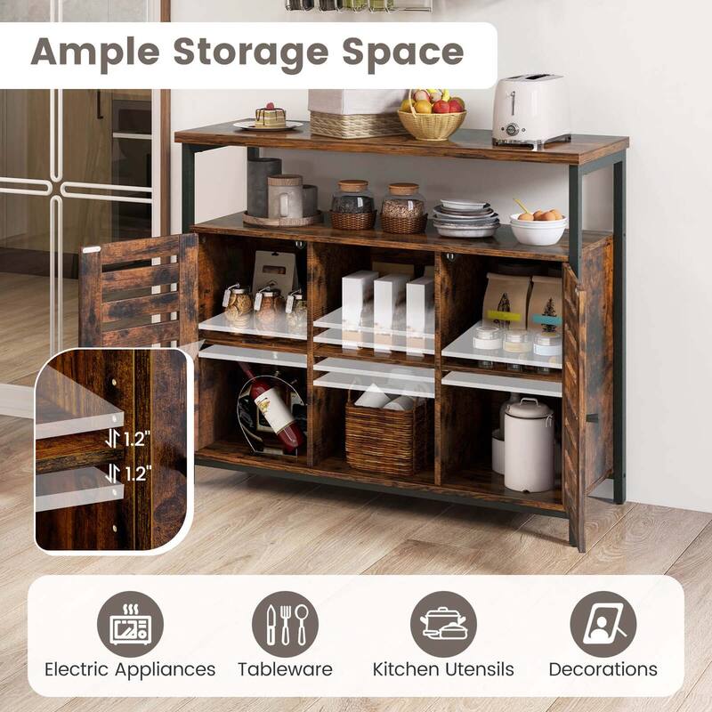 Costway Buffet Cabinet Industrial Sideboard Storage Cabinet with - See Details
