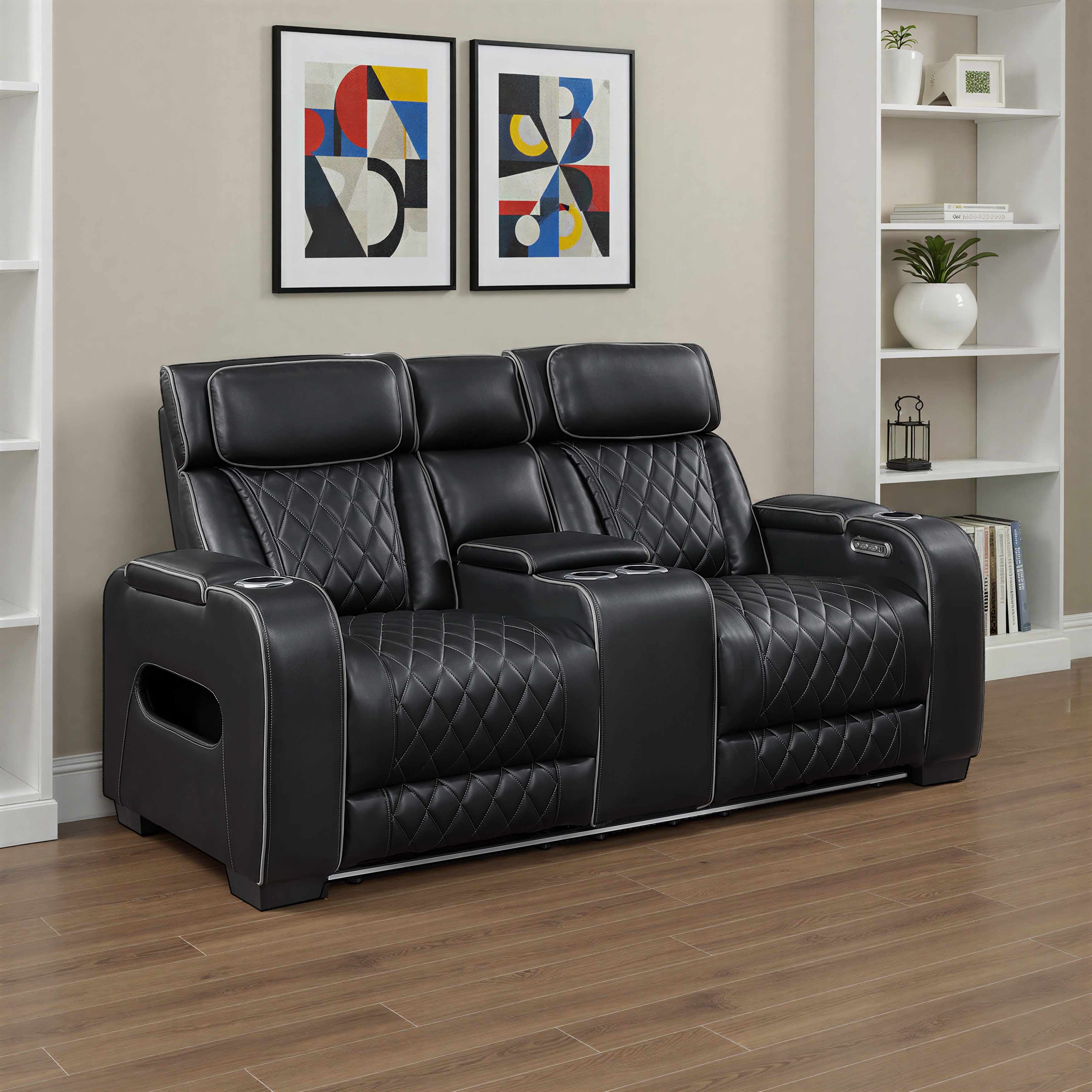 Luminate 73.5" Faux Leather Power Double Reclining Loveseat - Storage