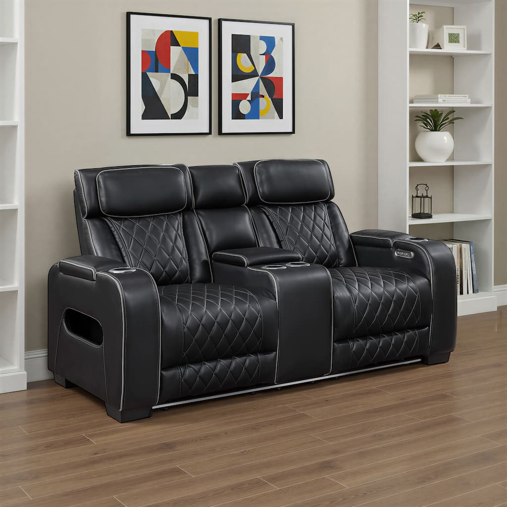 Luminate 73.5" Faux Leather Power Double Reclining Loveseat - Storage