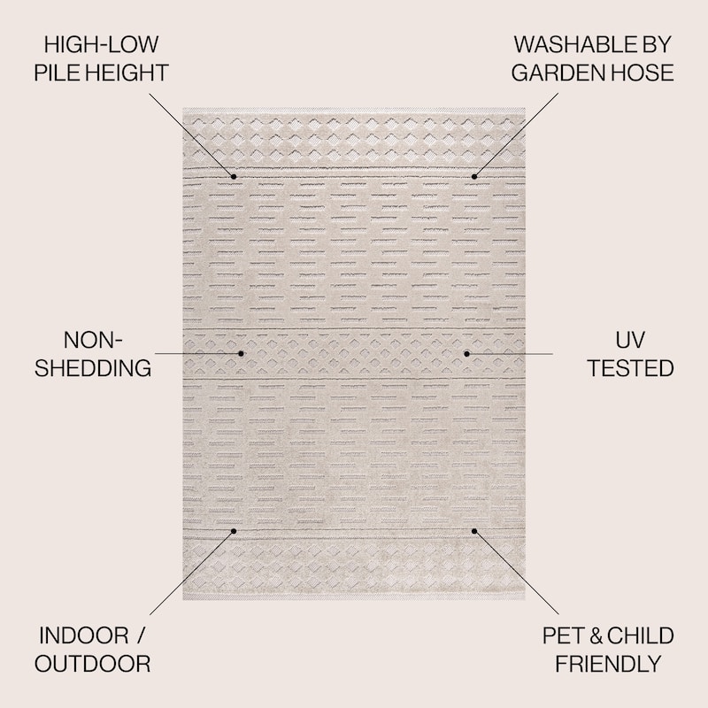 JONATHAN Y Rabat High-Low Pile Moroccan Geometric Indoor/Outdoor Area Rug