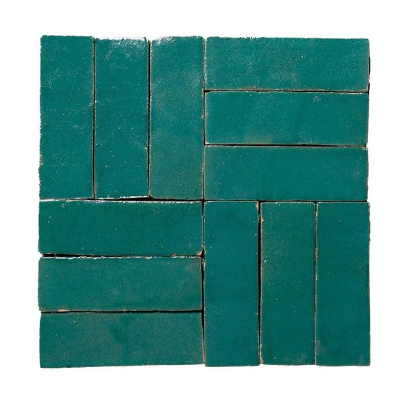 Moroccan Handmade 2x6 Solid Color Zellige Tile Turquoise - Bed Bath ...