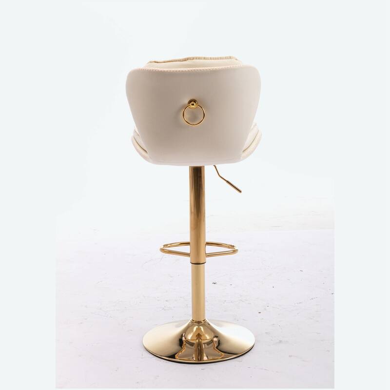 Set of 2 Bar Stools With Golden Base
