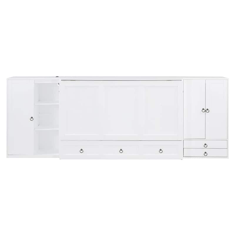 Queen Size Murphy Bed with USB Port, Little Wardrobes and Drawers