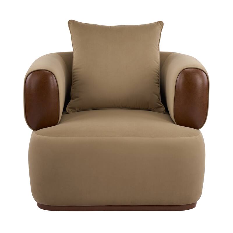 Christopher Knight Home Elyndor Velvet and PU Lounge Chair with Wrap-Around Backrest