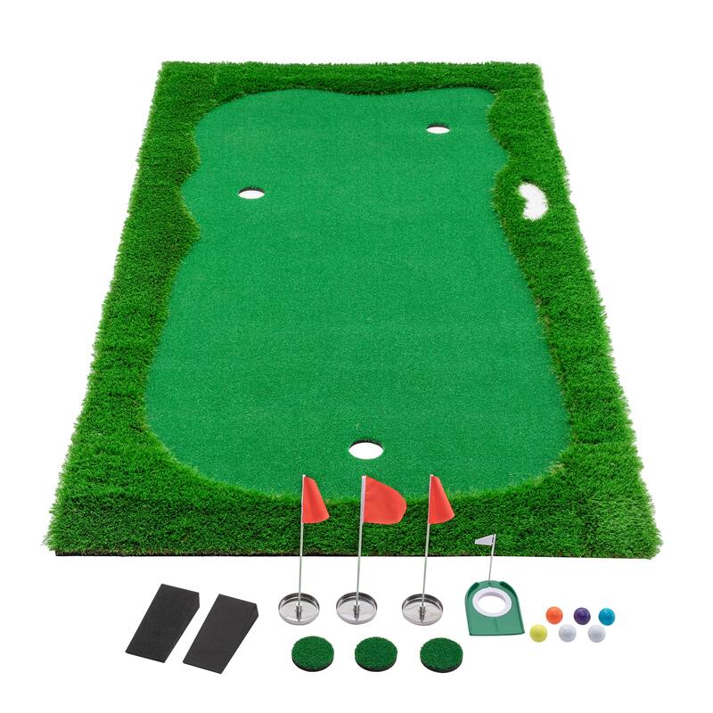 Golf Putting Green, Large Professional Golf Training Mat, Artificial Grass Turf,Golf Turf Mat with 3 Flags
