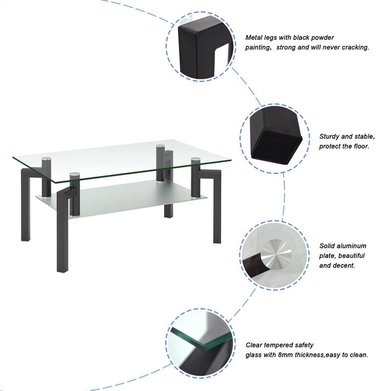 Modern Rectangle Glass Coffee Table