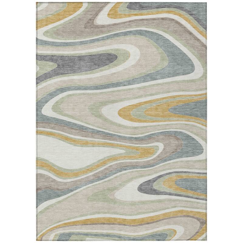 Machine Washable Indoor/ Outdoor Abstract Busey Chantille Rug