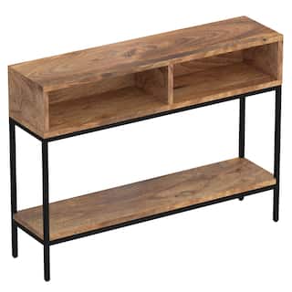 Solid Wood and Metal Console Table with storage