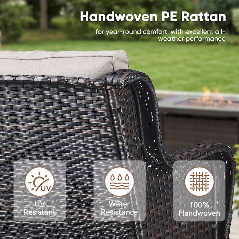 Pocassy Outdoor Patio Wciker Sofa Furniture Set of Chair Table.