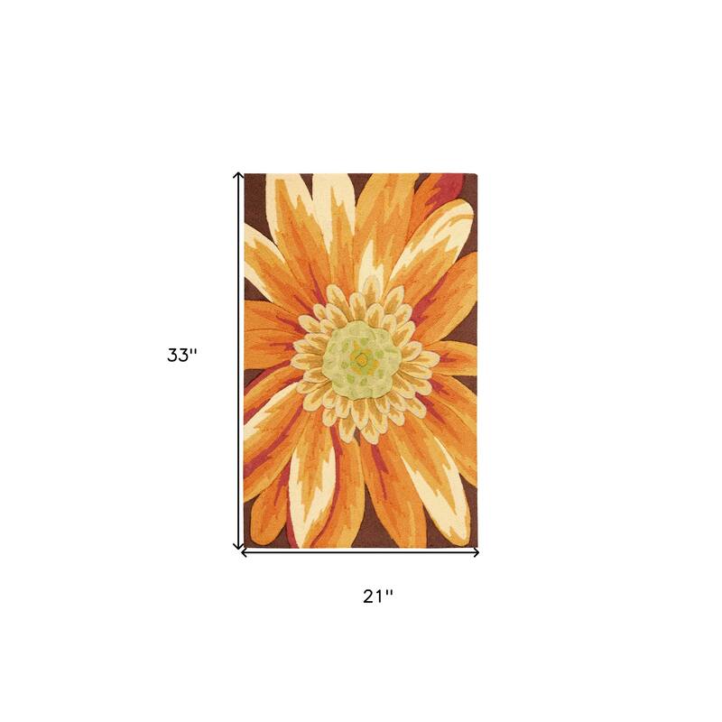 Gani Floral Traditional Stain Resistant Low Pile Area Rug By HomeRoots - 33' X '21' X '0.25