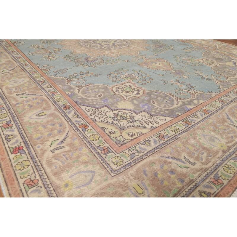 Light Blue Persian Area Rug Handmade Wool Carpet - 8'3"x 11'2"