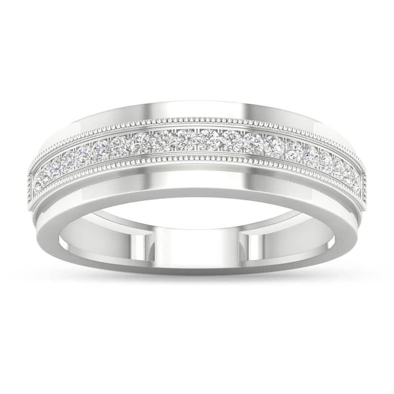 1/4ct TDW Diamond Accented Wedding Band in 10K White Gold for Men