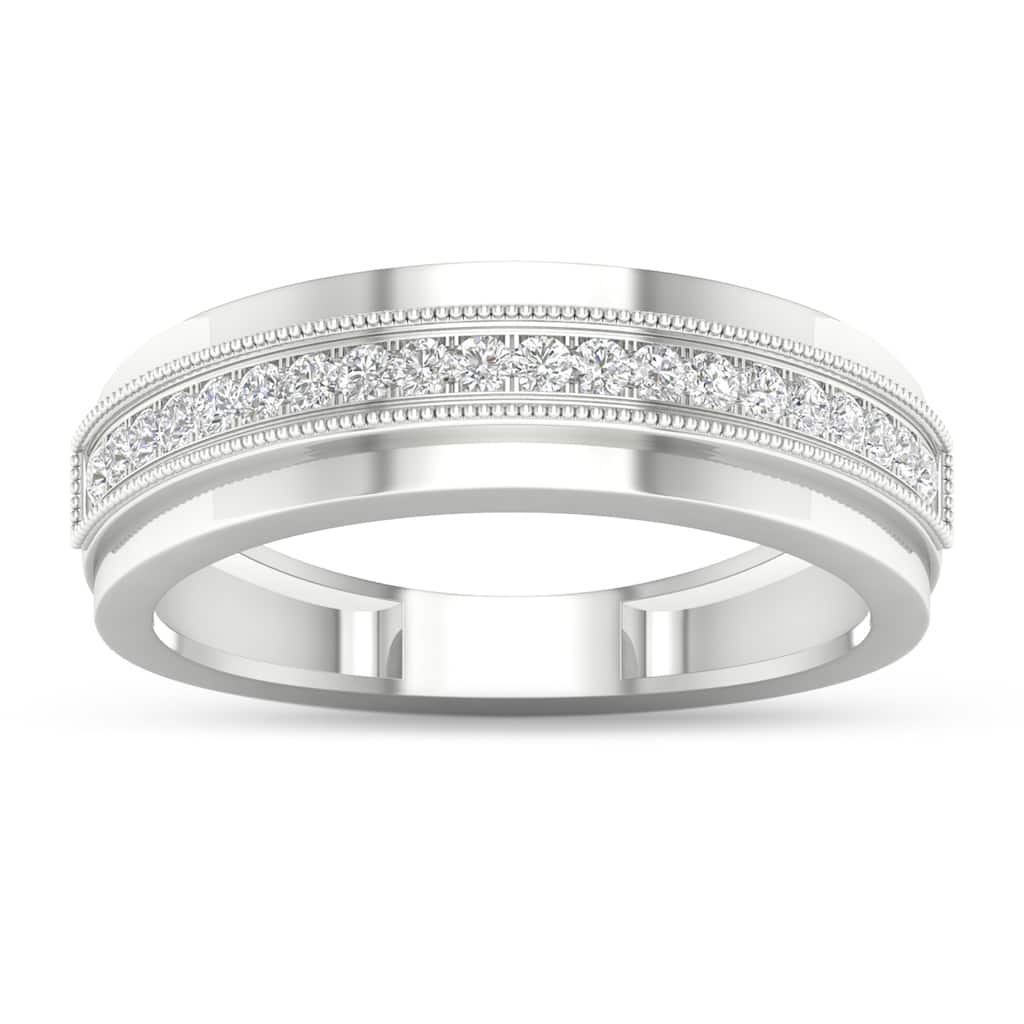 1/4ct TDW Diamond Accented Wedding Band in 10K White Gold for Men