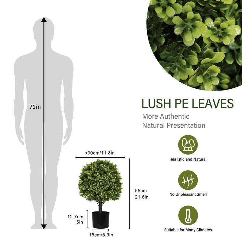 2-Pack 22in Artificial Topiary Boxwood Ball Trees