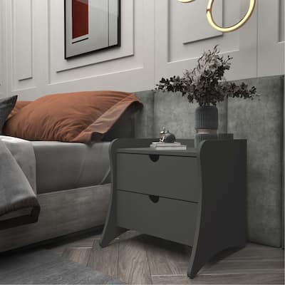 Manhattan Comfort Coney Mid-Century Modern 2-Drawer Nightstand