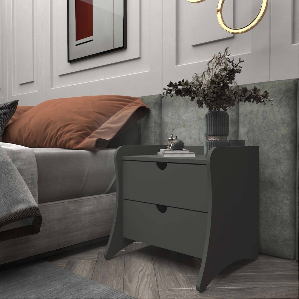 Manhattan Comfort Coney Mid-Century Modern 2-Drawer Nightstand