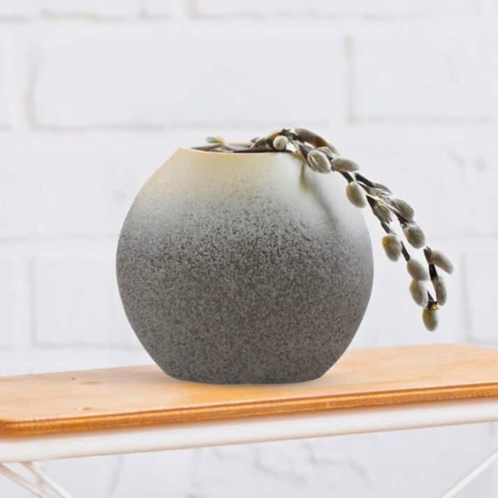 Gray Ceramic Decorative Vases, Modern Minimalist Set of Two Pieces
