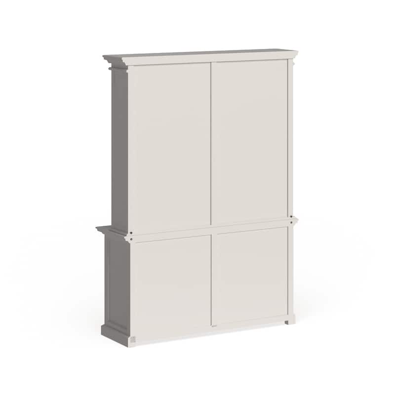 NovaSolo Halifax Coastal White Hutch Bookcase Cabinet | Solid Mahogany Frame | 62.99 x 19.69 x 86.61