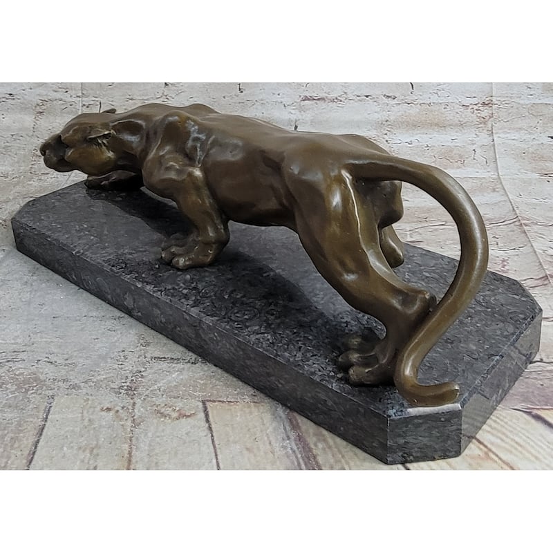 Cougar Panther Imitative Lioness Mountain Imitative Lion Bronze Statue Sculpture Figure Barye 5 Inches X 16 Inches
