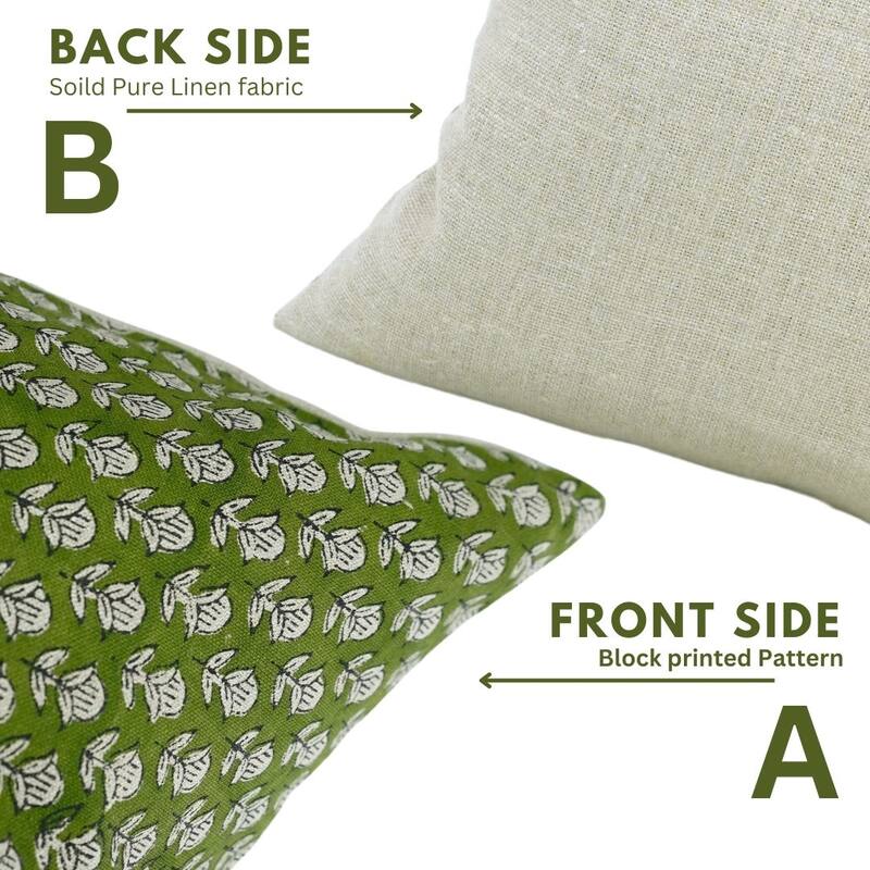 Linen Farmhouse Block print pillow Cover - Tarangini