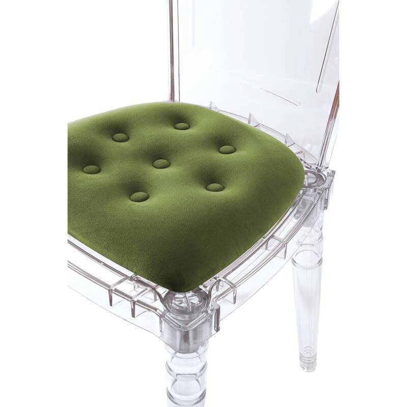 Green Padded Seat Clear Transparent Acrylic Dining Side Chair (Set of 2)