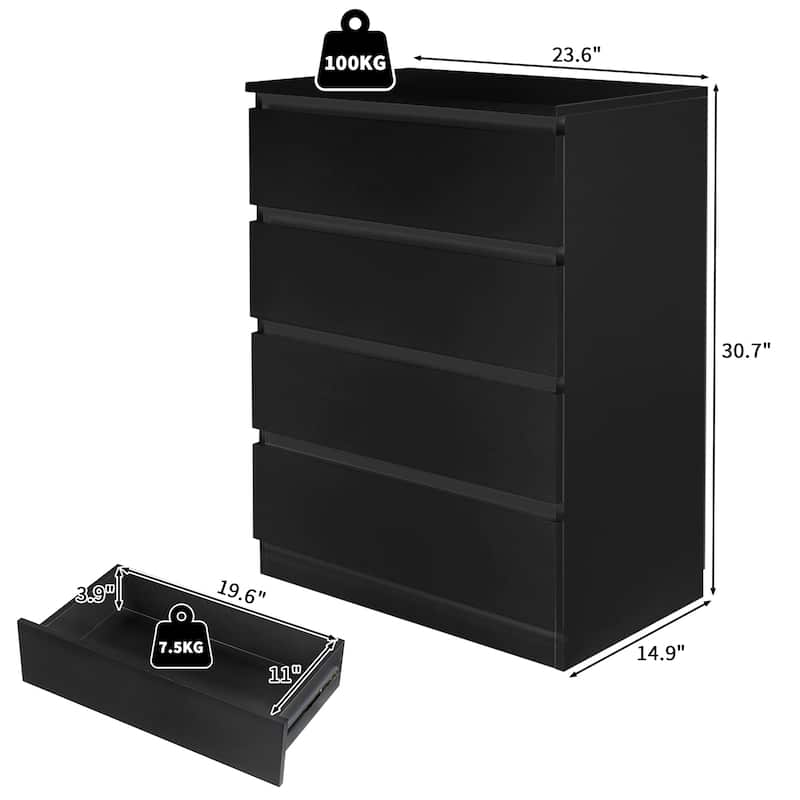 Modern Wooden 4-Drawer Dresser Perfect for Bedroom Living Room or Family Room