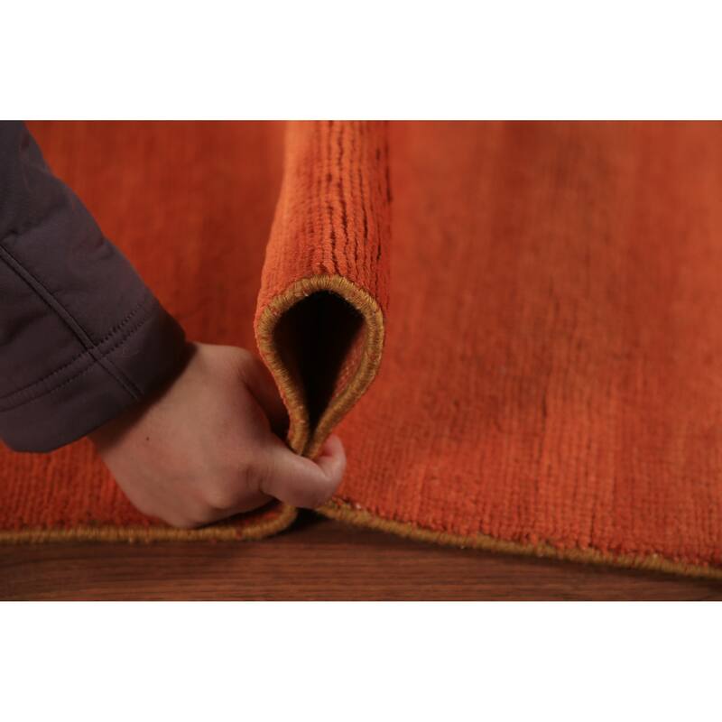 Orange Modern Gabbeh Oriental Area Rug Handmade Wool Carpet - 5'7" x 7'10"