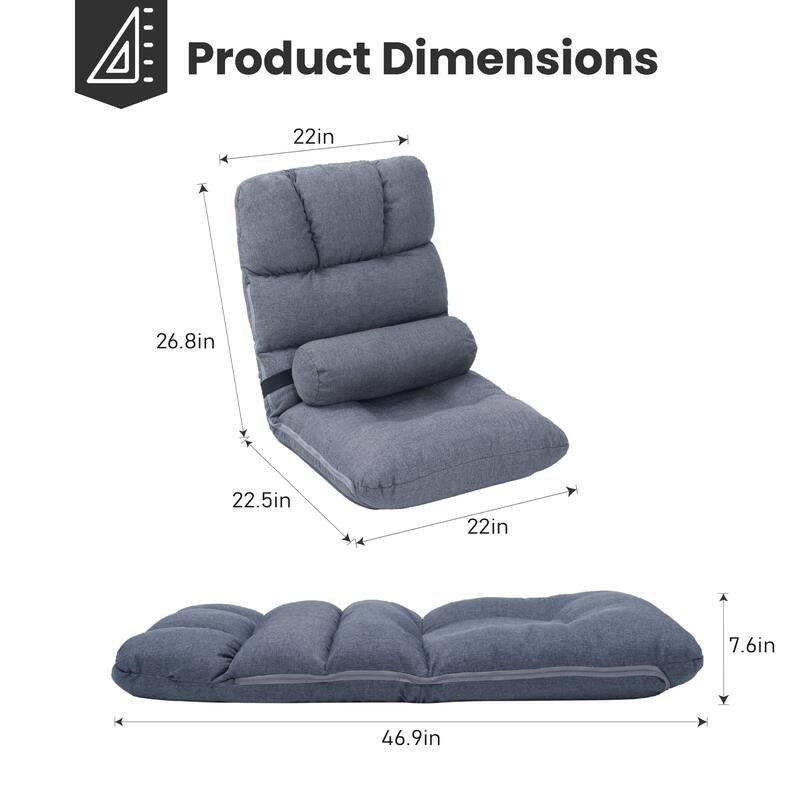 VredHom Adjustable 5-Position Padded Floor Chair Lazy Sofa Recliner