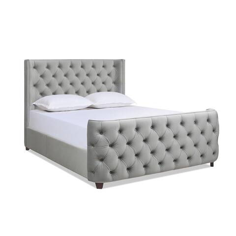 Geneva Curved Wing Upholstered Platform Bed with Headboard