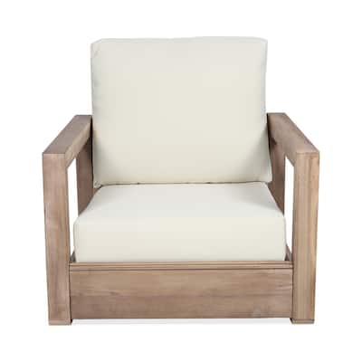 Westchester Acacia Wood Outdoor Club Chair with Cushion by Christopher Knight Home