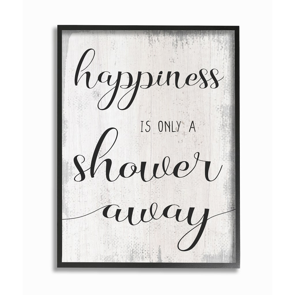 Stupell Happiness is a Shower Away Rustic Bathroom Sign Framed Wall Art - Black