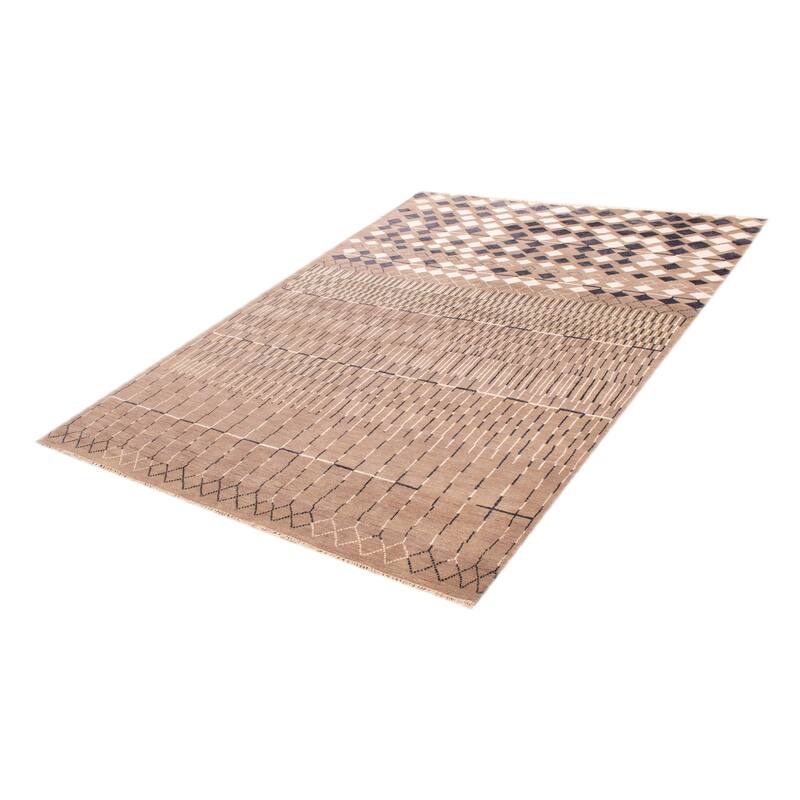 ECARPETGALLERY Hand-knotted Tangier Taupe Silk, Wool Rug - 8'2 x 11'0
