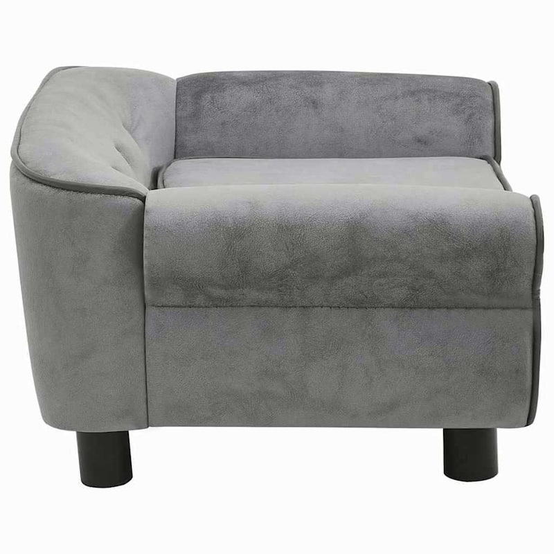 vidaXL Dog Sofa Dark Grey Plush (80% polyester, 20% cotton), solid fir wood - 28.3"x17.7"x11.8"