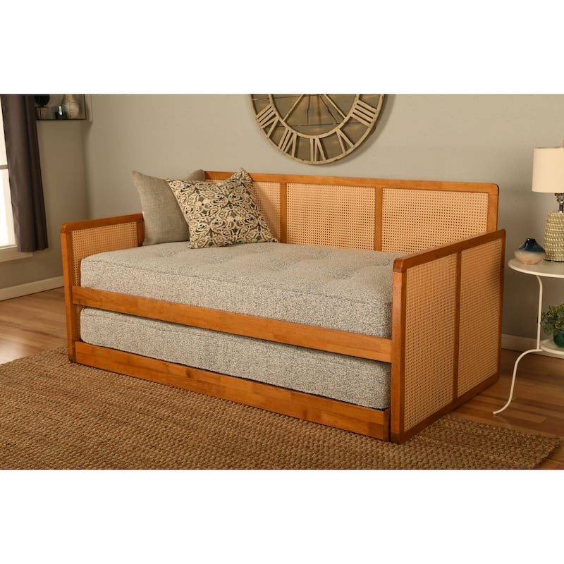 Somette Abaco Daybed with Pop-Up in Honey Includes Mattresses